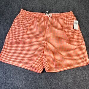 Polo Ralph Lauren Mens Orange Gingham Check Swim Trunks 3XLT Big & Tall New